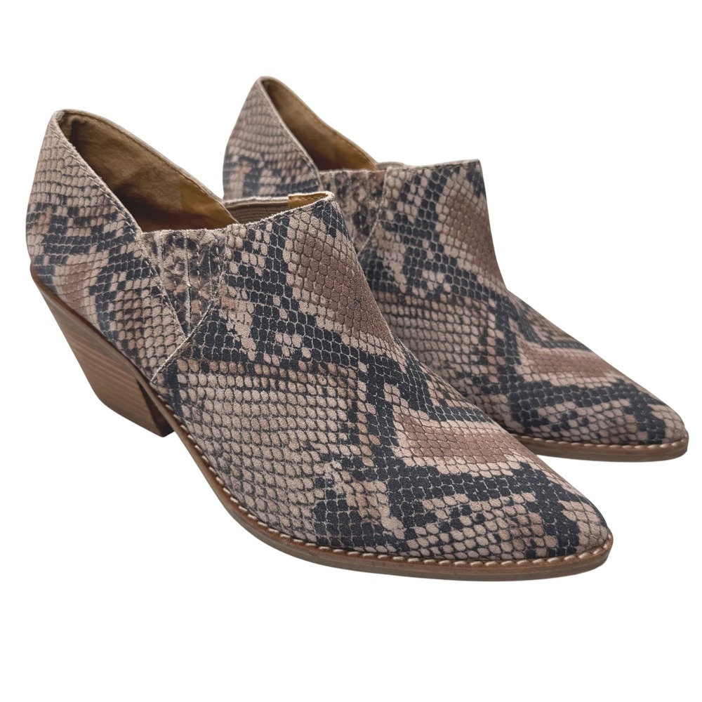 Lucky Brand Tresee Snakeskin Print Ankle Booties Pointed Toe 9M